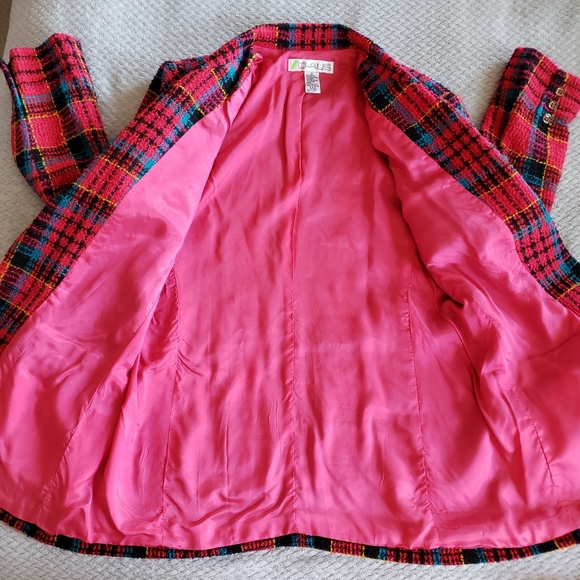 Vintage CHAUS Long Magenta Tweed Blazer - Picture 12 of 16
